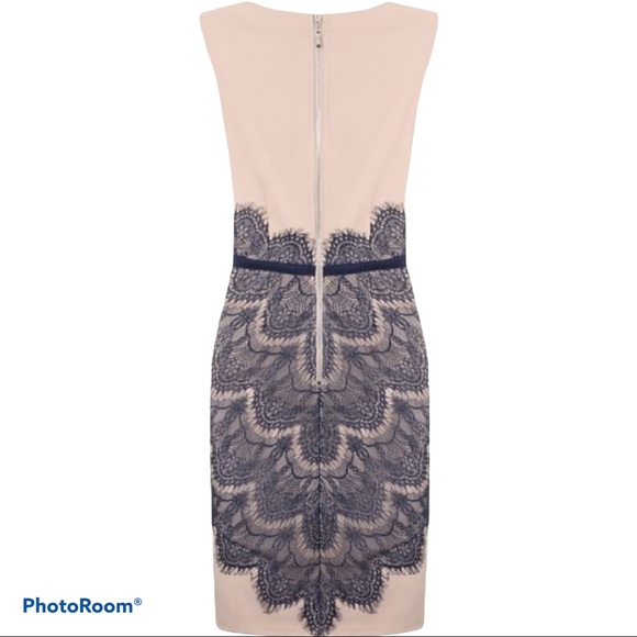 London Dress Company Crystal Nude Navy Lace Dress - Picture 9 of 9